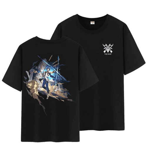 Qingyee Unisex Honkai Star Rail Splash Art and Path Double Side Graphic 100% Cotton Medium Weight Short Sleeve T Shirt