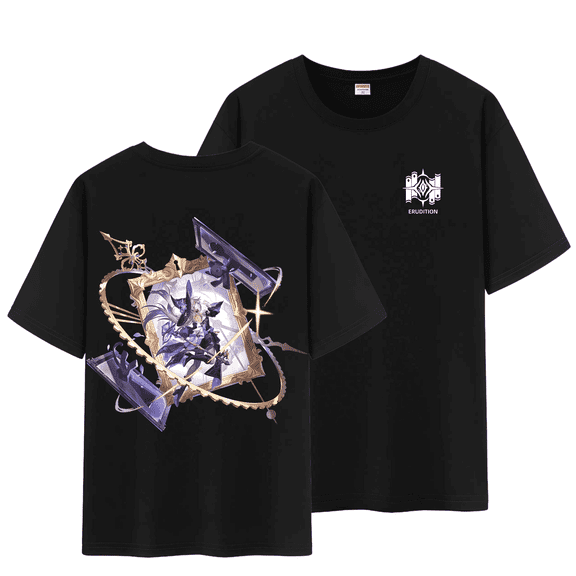 Qingyee Unisex Honkai Star Rail Splash Art and Path Double Side Graphic 100% Cotton Medium Weight Short Sleeve T Shirt