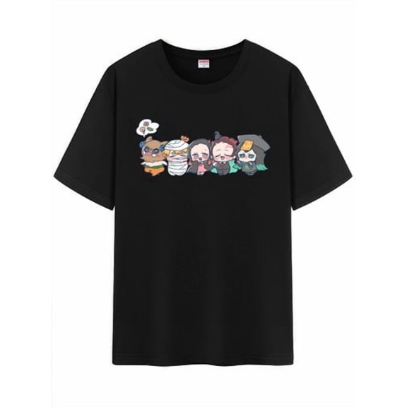 Qingyee Unisex Japanese Anime Cotton T-Shirt,Carton Demon Slayer Pattern Short Sleeve Tee Shirt