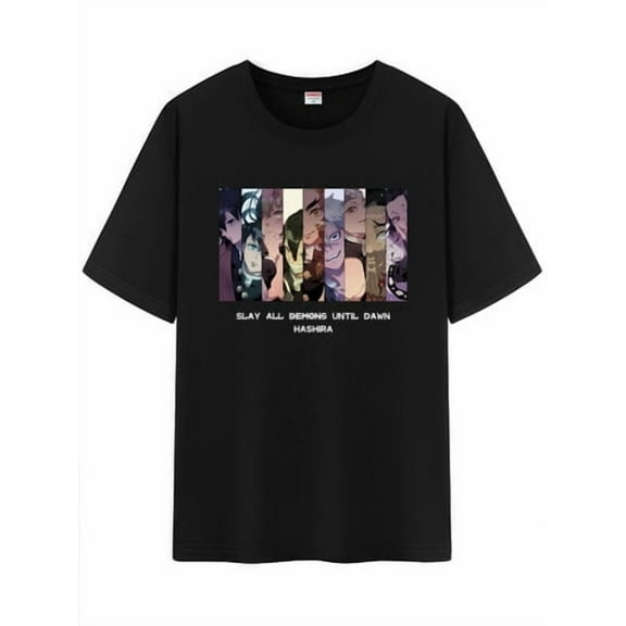 Qingyee Unisex Japanese Anime Cotton T-Shirt,Carton Demon Slayer Pattern Short Sleeve Tee Shirt
