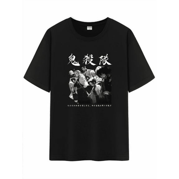 Qingyee Unisex Japanese Anime Cotton T-Shirt,Carton Demon Slayer Pattern Short Sleeve Tee Shirt