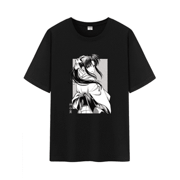 Qingyee Unisex Japanese Anime Cotton T-Shirt,Carton Rurouni Kenshin Pattern Short Sleeve Tee Shirt