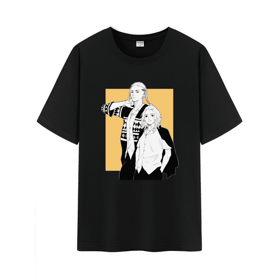 Qingyee Unisex Japanese Anime Cotton T-Shirt,Carton Tokyo Revengers Pattern Short Sleeve Tee Shirt