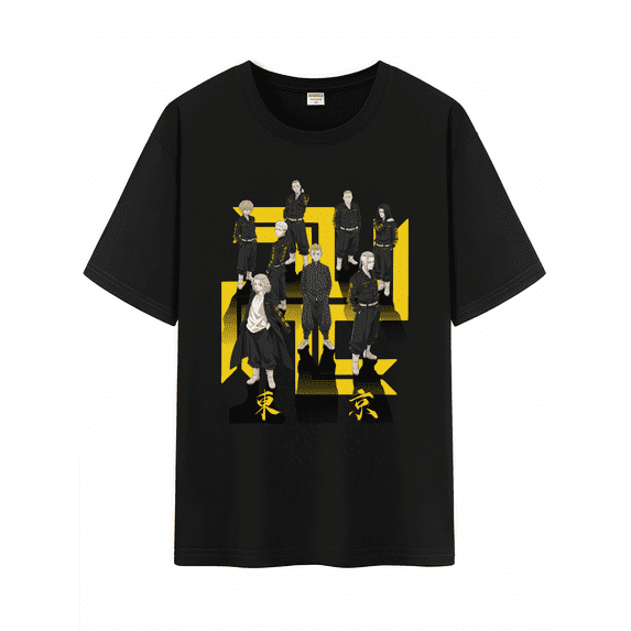 Qingyee Unisex Japanese Anime Cotton T-Shirt,Carton Tokyo Revengers Pattern Short Sleeve Tee Shirt