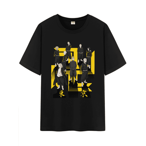 Qingyee Unisex Japanese Anime Cotton T-Shirt,Carton Tokyo Revengers Pattern Short Sleeve Tee Shirt