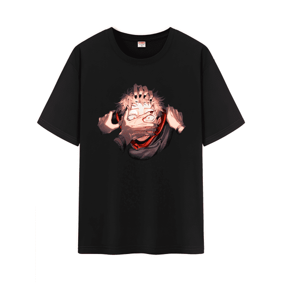 Qingyee Unisex Japanese Anime JJK Cotton T-Shirt,Carton Jujutsu Kaisen Pattern Short Sleeve Tee Shirt