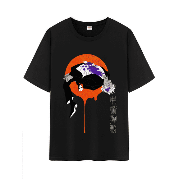 Qingyee Unisex Japanese Anime JJK Cotton T-Shirt,Carton Jujutsu Kaisen Pattern Short Sleeve Tee Shirt