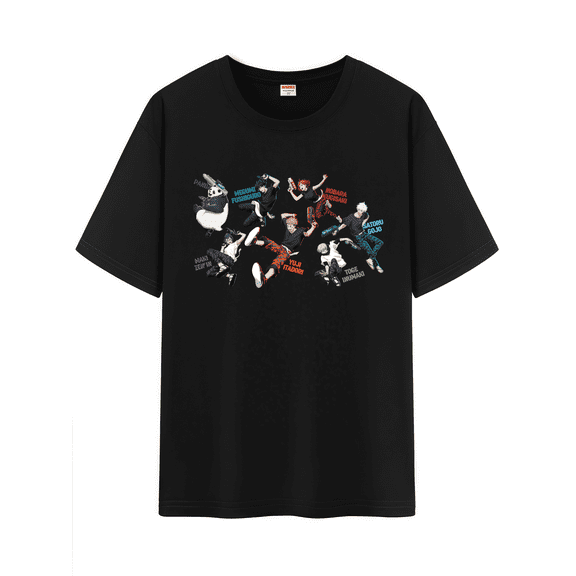 Qingyee Unisex Japanese Anime JJK Cotton T-Shirt,Carton Jujutsu Kaisen Pattern Short Sleeve Tee Shirt