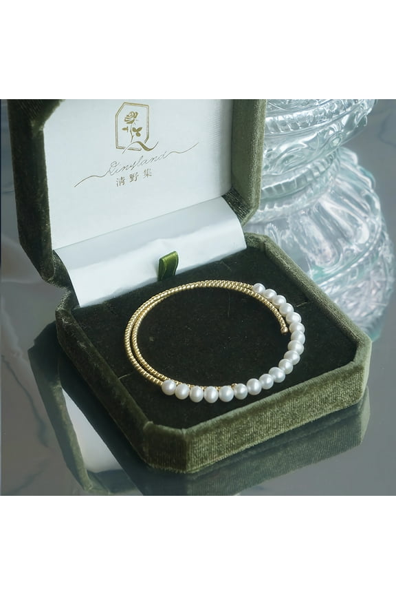 White Pearl Bracelet for Women Girls, Gold Plated Bracelet Gift for Her, Anniversary Wedding Birthday, Adjustable