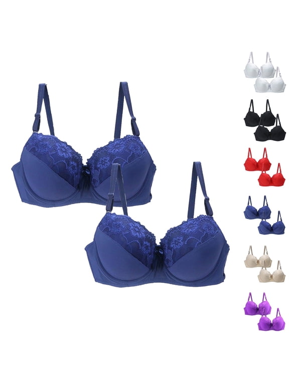 2026 Smart Women's Signature Lace Unlined Underwire Bra with Added Support Under $10 Womens Sports Bras Blue Oeak Bras for Women Women's Underwear 85E