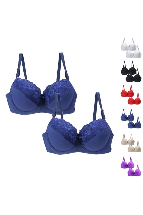 2026 Smart Women's Signature Lace Unlined Underwire Bra with Added Support Under $10 Womens Sports Bras Blue Women's Underwear Bra Lace Bra for Women Lingerie 95C