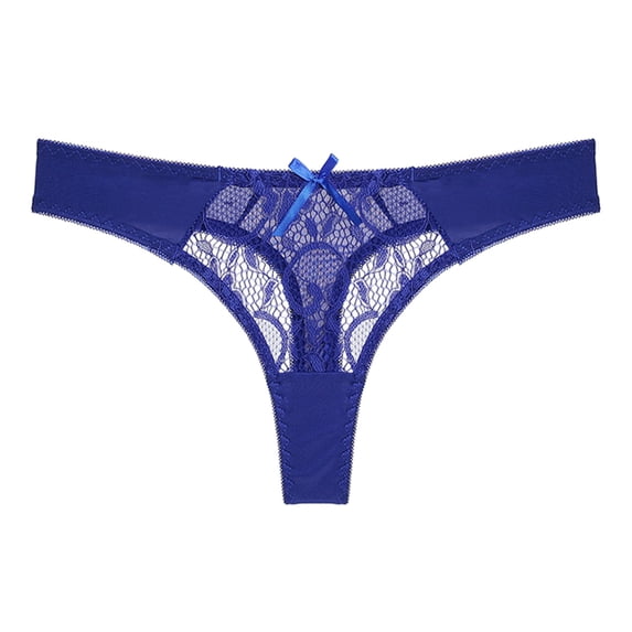 WCJM Cotton Thongs for Women T Back Gstring Underwear Seamless Panties See-Through Solid-Color Shorts and T Underpants Blue Lace Underwear Set S