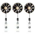 thumbnail image 1 of Qinsuee Retractable Badge Holder, ID Badge Reel with Pearl, 3 Pack (Black), 1 of 7
