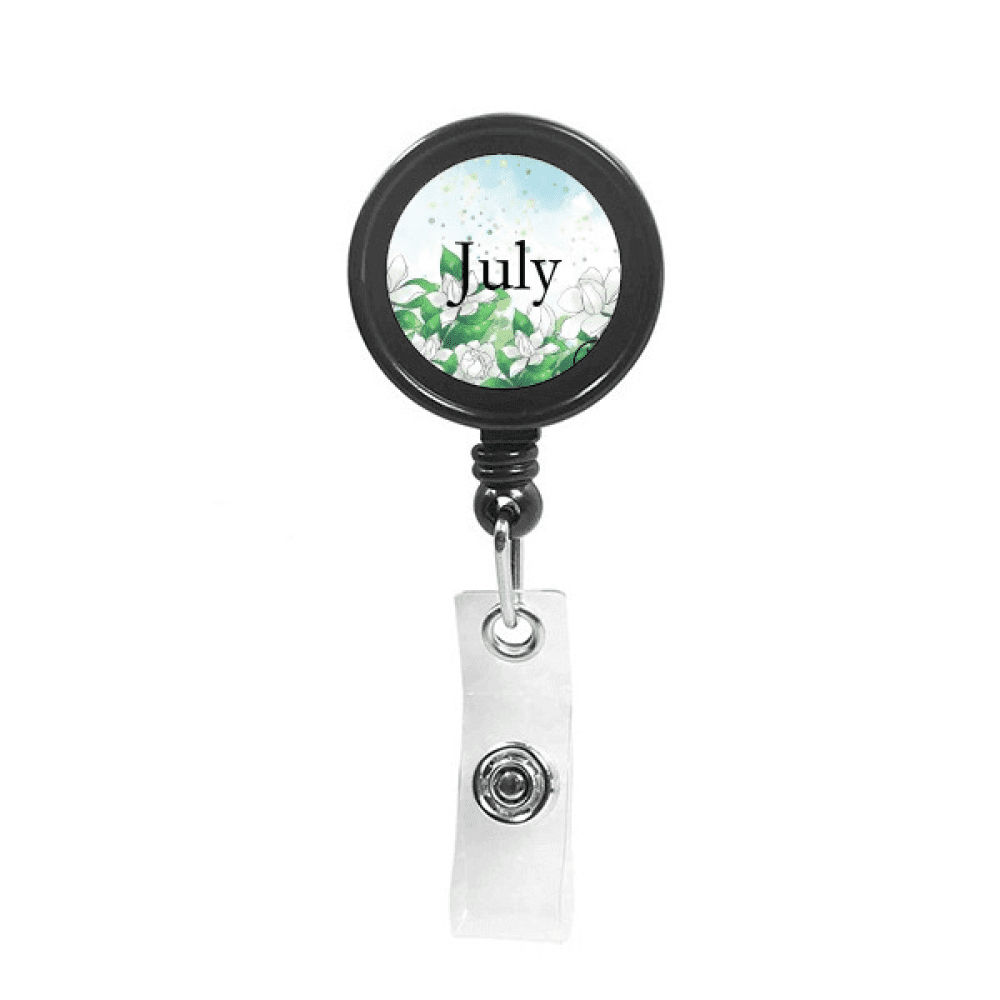 Qinxiang Gardenia July Design Pattern Retractable Keychain Badge Holder ID Badge