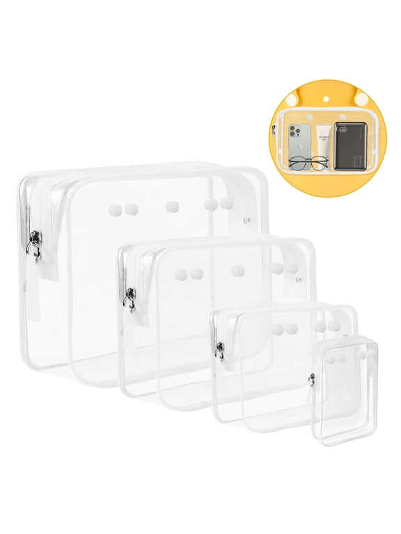 4 packs Clear Bogg Bag Pouches for Bogg Bag Accessories Clear Bag Storage Travel Cosmetic Organizer White