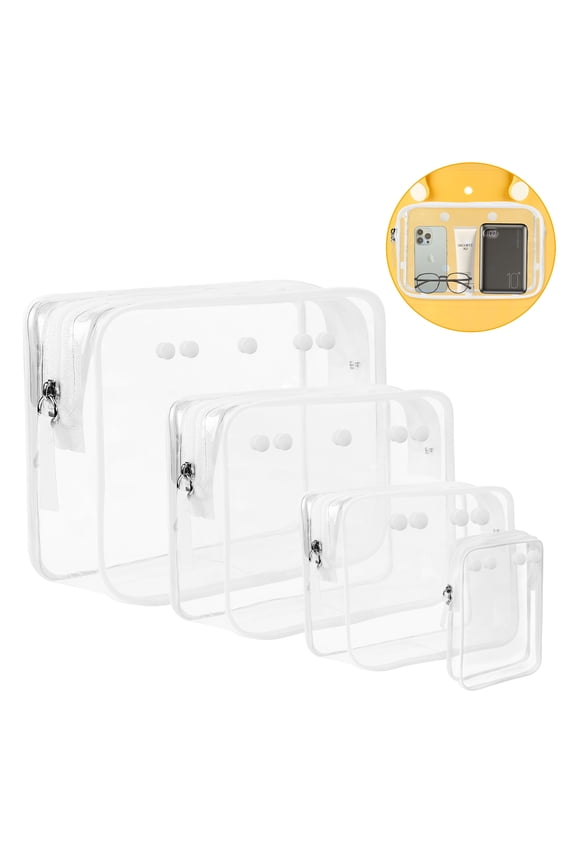 4 packs Clear Bogg Bag Pouches for Bogg Bag Accessories Clear Bag Storage Travel Cosmetic Organizer White