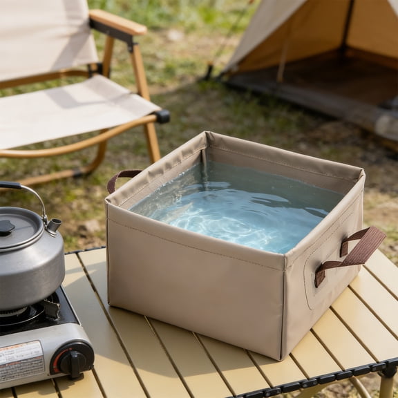 Qiopertar 4GAL Portable Folding Water Container, Collapsible Travel Wash Basin for Camping Hiking, Lightweight Waterproof Outdoor Sink Bucket for Dishes Storage Picnic