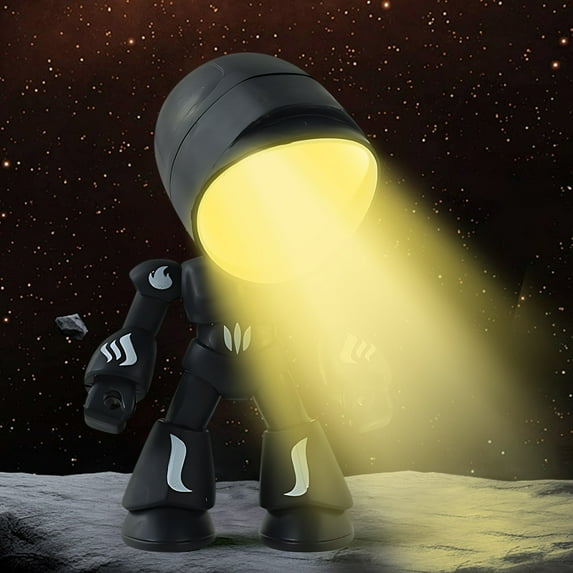 Qiopertar Under $5 Magnetic Suction Pet Night Light with Adjustable Head, Cute Robot LED Lamp for ChildrenBedside, Portable Desktop Night Light with Multi Color