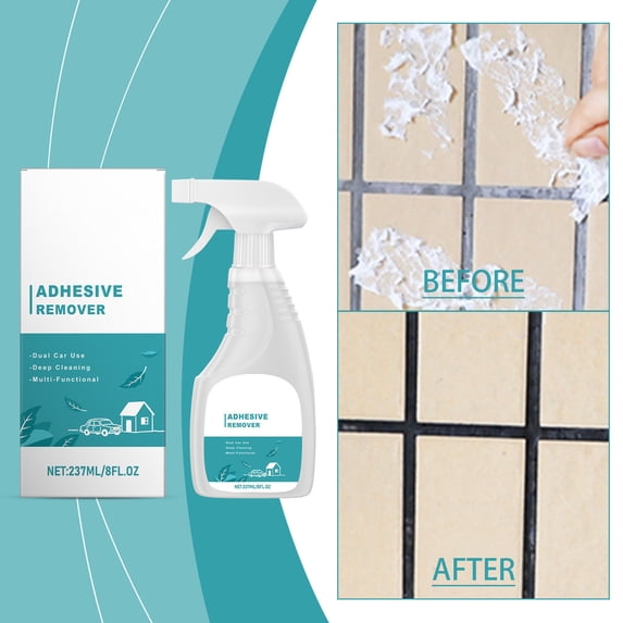 Qiopertar Adhesive Remover 8 fl oz, Powerful Dissolves Glue Stains No Residue Formula, All-Purpose Cleaner Labels Tape Stickers Multiple Surfaces