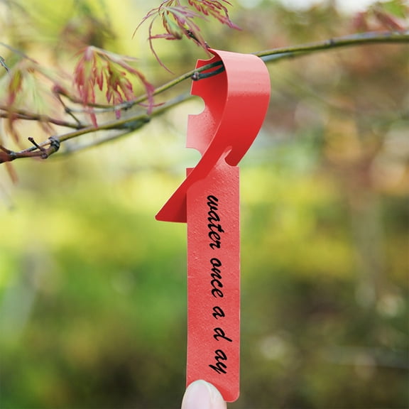 Qiopertar Adjustable Loop Sleeve Labels, PVC Waterproof Garden Tags for Stems Branches, Reusable Markers for Nursery Greenhouse Gardening Identification, Red