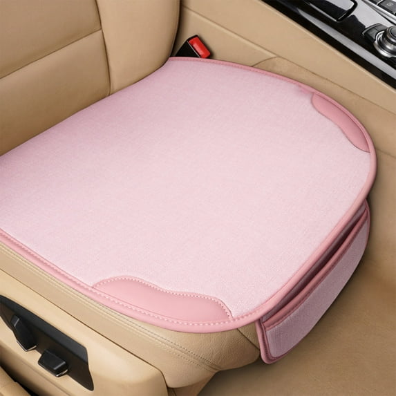Qiopertar All-Season Linen Car Seat Cushion Pad, Breathable Linen Seat Cushion for Car Office Chair, Removable Washable Driver Lumbar Support Cushion for Driving Comfort, Pink
