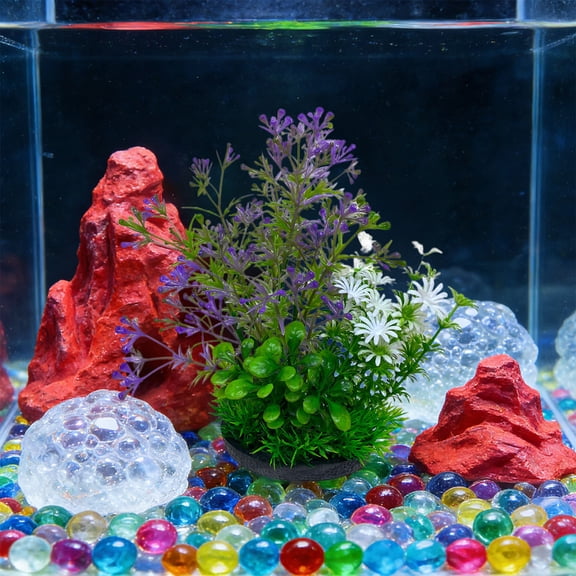 Qiopertar Artificial Aquarium Plants, Plastic Aquatic Decorations for Fish Tanks, Realistic Fake Underwater Plants for Freshwater Saltwater Turtle Tank Aquascaping, Purple