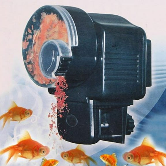 Qiopertar Automatic Fish Feeder, Digital Timer Aquarium Tank Food Dispenser, Programmable Pet Fish Feeder for Dry Pellets, 4x Daily Feedings Moistureproof No Clog