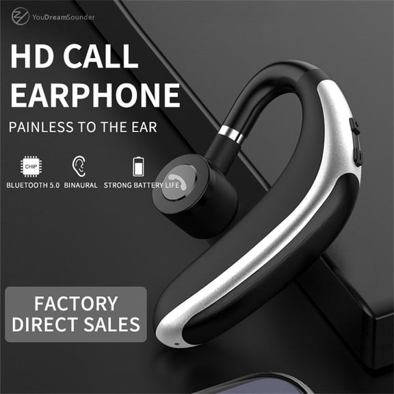 Qiopertar Bluetooth Headset 5.0, Wireless In-Ear Headset with Microphone for Driving, Hands-Free Car Headset with CVC6.0 Noise Cancellation, 30H Playtime for Phone Calls Music, Black