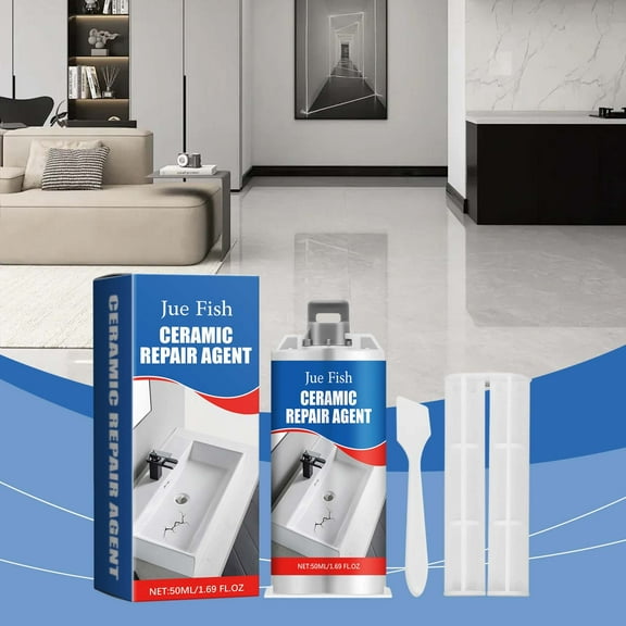 Qiopertar Ceramic Repair Glue, Epoxy Resin Adhesive for Cracked Tiles, High Strength Waterproof Ceramic Repair Agent for Home Kitchen Bathroom Floor Wall