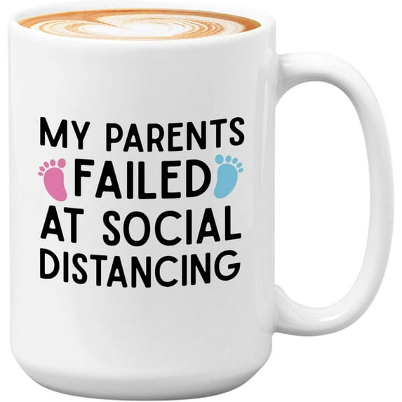 Sarcasm Parents Mug White 15oz - My Parents Failed - Wedding Anniversary Announcement Pregnanacy Gender Reveal Sign Décor Housewarming