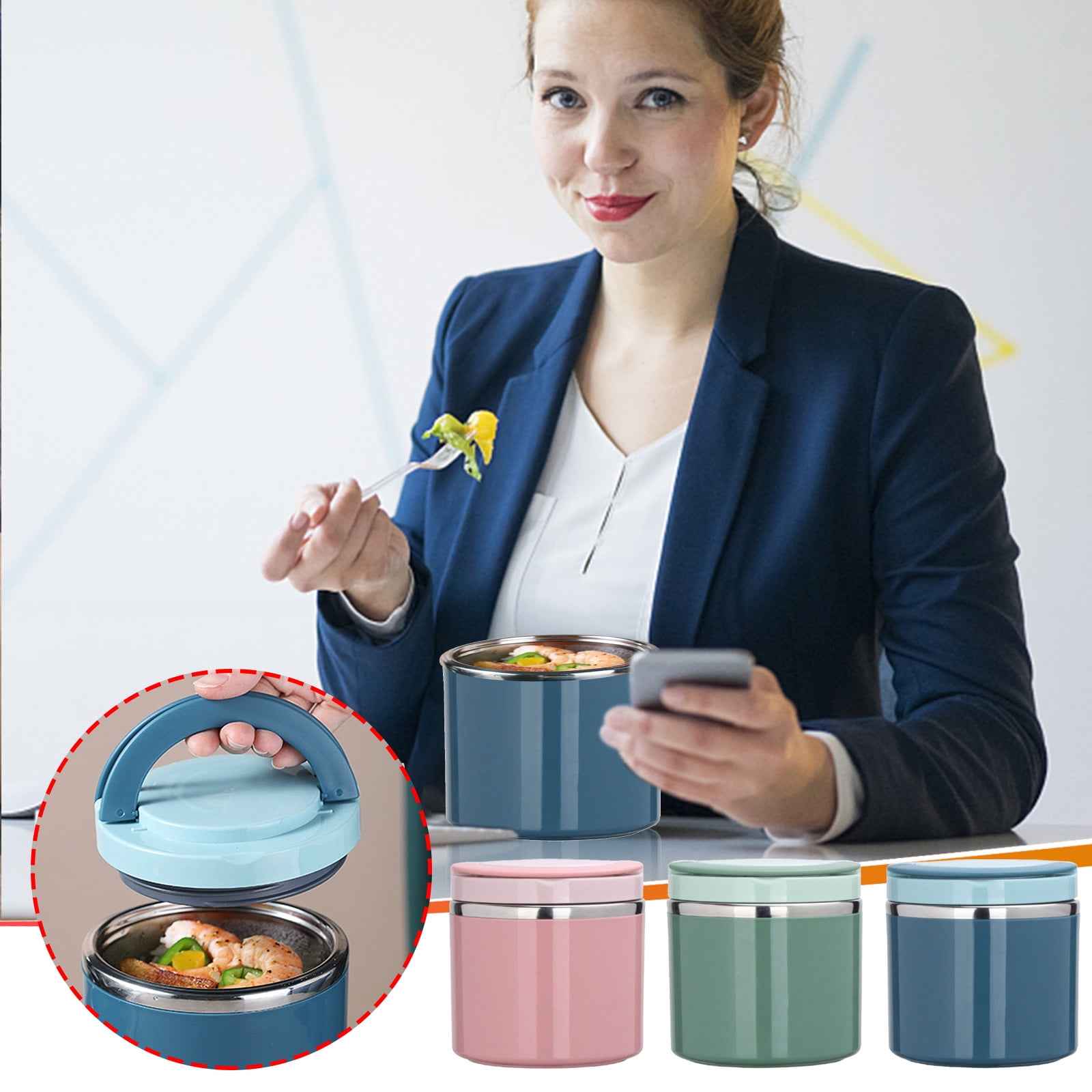 Qiopertar Clearance School Supplies Hot Container With Handle, 1000ml