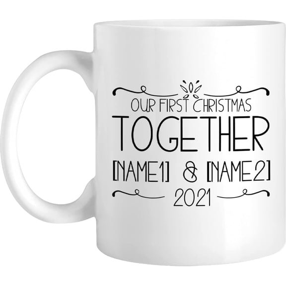 Personalized Coffee Mugs, Our First Xmas Mug, Customized Hot Cold Cocoa Novelty Cup, Name Custom Ceramic Mug, Travel Home Office Use, Gifts For Women Men Couple Family, Birthday Christmas