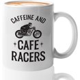 thumbnail image 1 of Motorcyclist Coffee Mug 11oz White - Caffeine And Cafe Racers - Funny Biker Dad Grandpa Motorcycle Rider Vintage Retro, 1 of 7