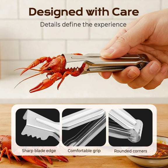 Qiopertar Crawfish Sheller Tool, Clean Removal Seafood Peeler, Stainless Steel Crawfish Tail Remover for Family Party