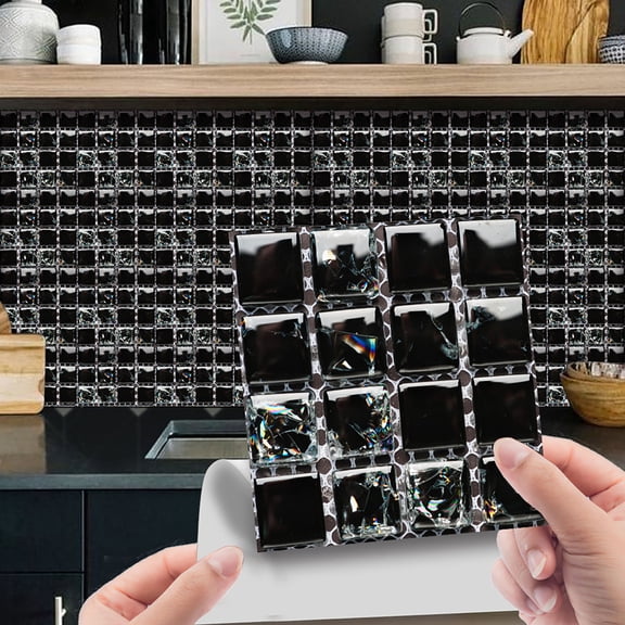 Qiopertar Crystal Tile Stickers 10 Pcs, Self-Adhesive Peel Stick Wall Tiles with UV Protection, DIY Kitchen Backsplash Decals for Bathroom Countertop Shower