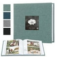 thumbnail image 1 of Qiopertar DIY Linen Photo Album with Writing Space, 200 Capacity Clear PVC-Free Pocket Pages, Scrapbook Memory Book for Photos Keepsakes Wedding Travel, Green, 1 of 1