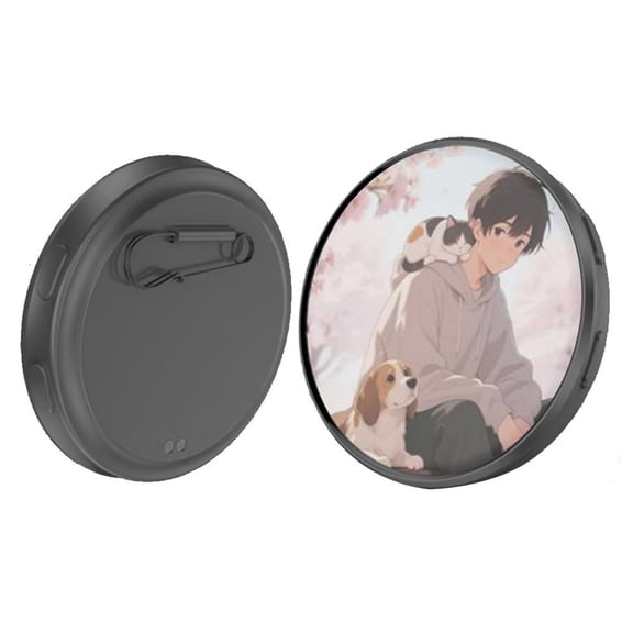 Qiopertar Digital Photo Badge, Touchscreen Display Badge with 1.7" IPS Screen, Customizable Digital Badge for Photos Videos GIFs, Lightweight Pixel Badge Accessory for Anime Game Pins Bag Lanyard,