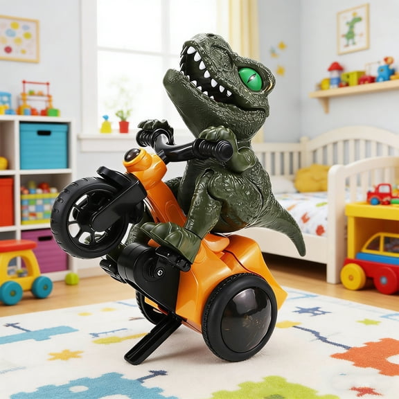 Qiopertar Dinosaur Tricycle, Push Pedal Trike with Realistic Sounds and Flashing Eyes, Interactive Ride On Toy for Indoor Outdoor Play