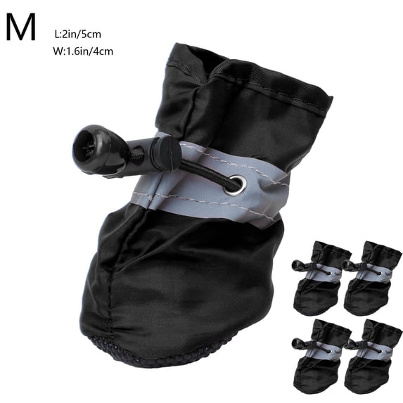 Qiopertar Dog Shoes Paw Protector, Waterproof Non Slip Dog Booties with Reflective Straps, Puppy Boots for Small Dogs Walking Running Outdoor Protection 4PC, Black