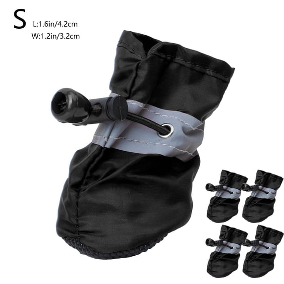 Qiopertar Dog Shoes Paw Protector, Waterproof Non Slip Dog Booties with Reflective Straps, Puppy Boots for Small Dogs Walking Running Outdoor Protection 4PC, Black