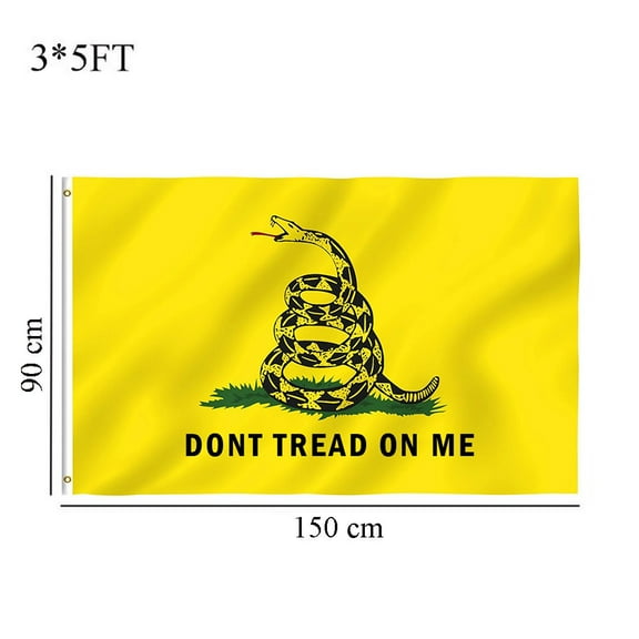 Qiopertar Dont Tread Me Flag 3x5FT, Gadsden Yellow Snake Tea Party Flag Banner, Heavy Duty Polyester Outdoor Indoor Flag with Brass Grommets