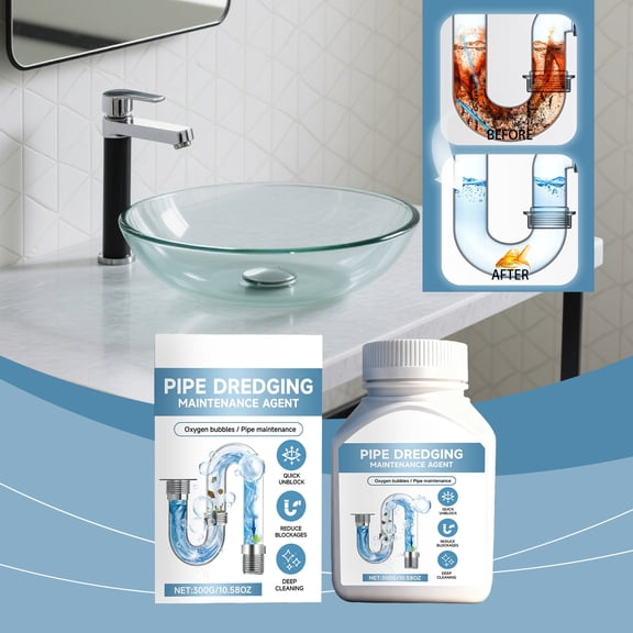 Qiopertar Drain Cleaner Powder, Powerful Sink Pipe Cleaner for Hair Grease Clogs, Fast Acting Drain Opener Unclog Toilet Bathtub Kitchen Sink Sewer Line