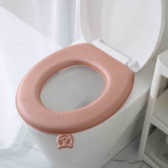 Qiopertar EVA Toilet Seat Cushion, Waterproof Thickened Universal Toilet Seat Cover, Self-Adhesive Washable Soft Commode Cushion for Standard Toilet
