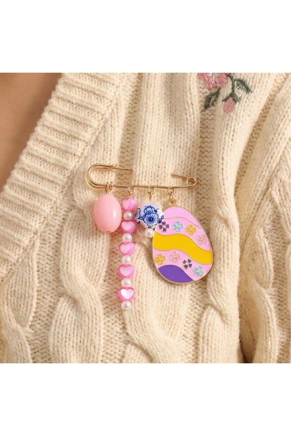 Easter Enamel Lapel Pin, Easter Egg Heart Flower Brooch for Women Party Jewelry, Spring Holiday Alloy Pin for Jackets Bags Hats Gift