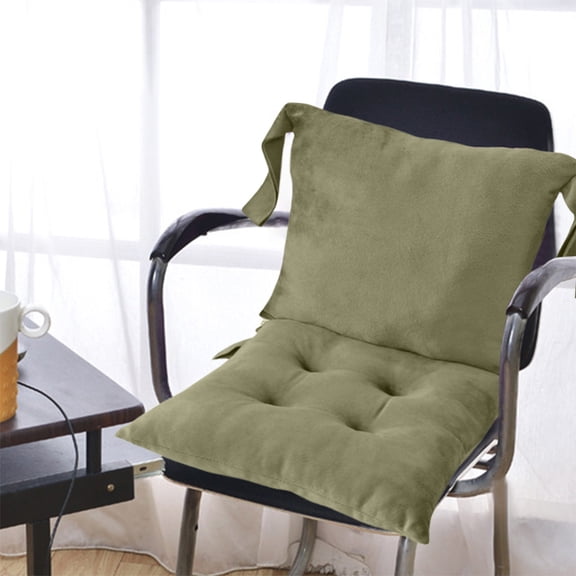 Qiopertar Ergonomic Lumbar Support Cushion, Conjoined Rectangular Office Chair Cushion for Sofa Recliner Car Seat, Thickened Polyester Seat Back Pillow with Adjustable Straps for Home Office, Army