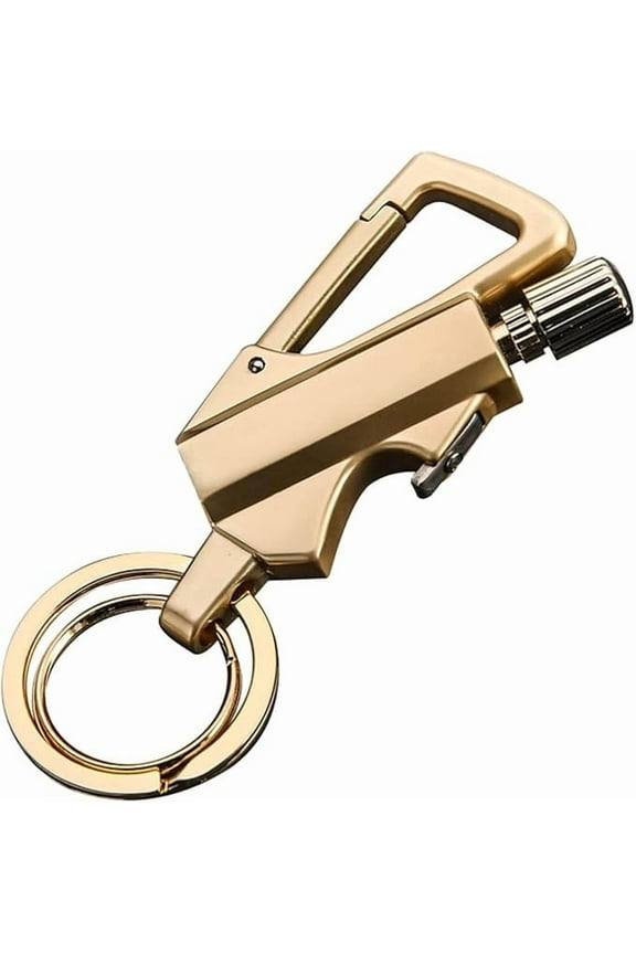 Eternal Match Lighter, Keychain Lighter with Bottle Opener, Reusable Windproof Waterproof Permanent Match for Camping Hiking Survival Gear, Gold