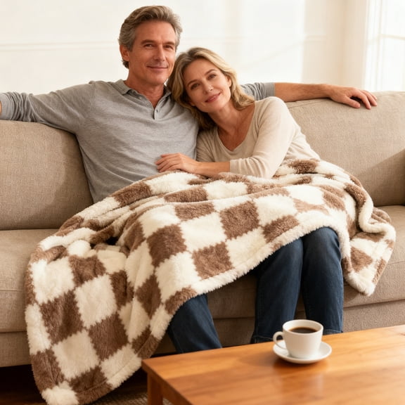 Qiopertar Fleece Blanket, Winter Air Conditioning Nap Blanket, Soft Polyester Striped Throw for Bed Sofa Couch Home Decor