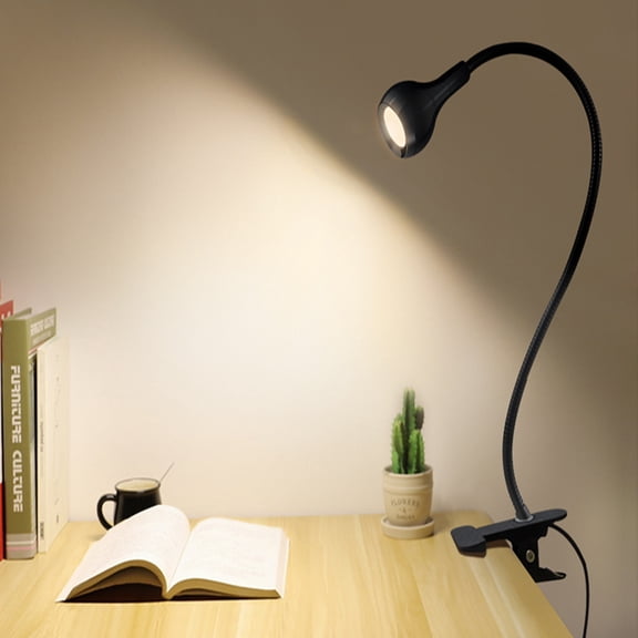 Qiopertar Flexible LED Table Lamp USB, Desk Clip Light for Bed Study Reading, Multi-Angle Illumination for Laptop PC Keyboard