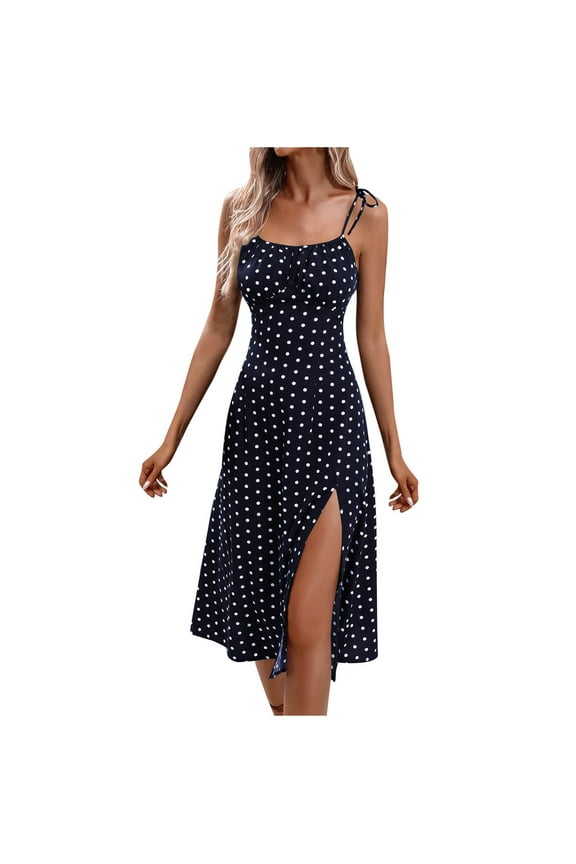 Floral Dress for Women Spaghetti Strapless Sexy Split Milkmaid Dress Wedding Guest Beach Holiday Dress