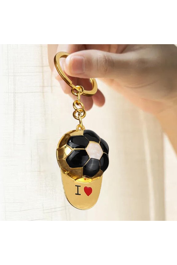Football Trophy Keychain, Alloy Soccer Fan Keychain Souvenir Gift, Commemorative Sports Keychain for Fans Bags Car Keys, Black